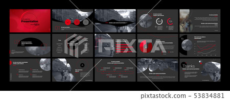 Presentation template, red and black infographic elements. Vector slide template for business Presentation template, red and black infographic elements. Vector slide template for business 53834881