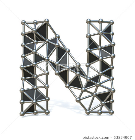Wire low poly black metal Font Letter N 3D 53834907