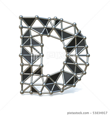 Wire low poly black metal Font Letter D 3D Wire low poly black metal Font Letter D 3D 53834917