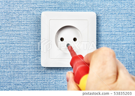 Installation of european electrical outlet type c. 53835203