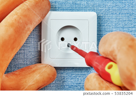 Replacement of defective electrical socket. Replacement of defective electrical socket. 53835204