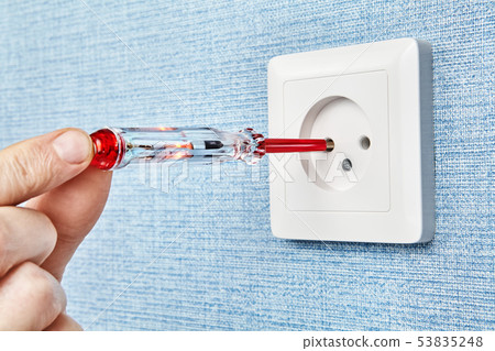 Screwdriver leds voltage tester with one contact. Screwdriver leds voltage tester with one contact. 53835248