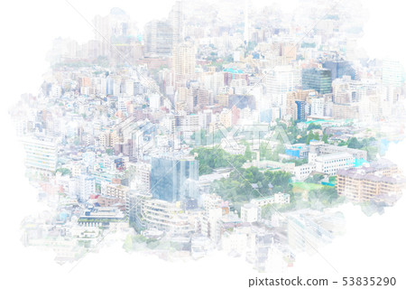 Urban landscape in Tokyo Watercolor style 53835290