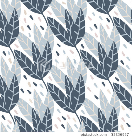 Geometric leaves seamless pattern on white 53836937