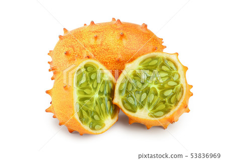 Kiwano or horned melon isolated on white background Kiwano or horned melon isolated on white background 53836969