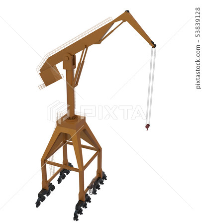 Crane port. 3d illustration. Isolated on the white background Crane port. 3d illustration. Isolated on the white background 53839128