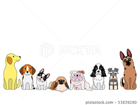 Cartoon Style Dogs Lined Up In A Row Stock Illustration