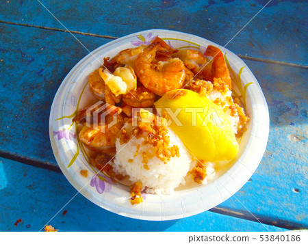 Garlic shrimp in Haleiwa, Hawaii 53840186