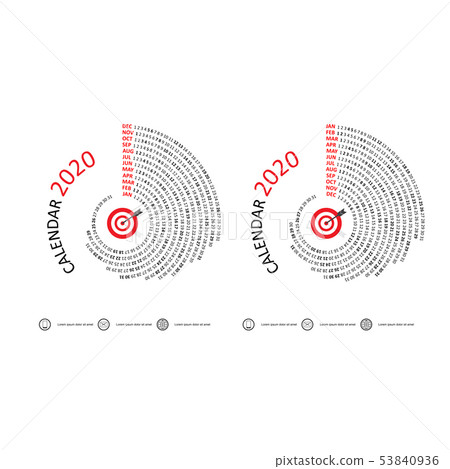 2020 Calendar Template.Spiral shape 53840936