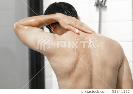 Closeup handsome asian man taking a shower 53841151