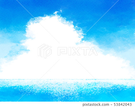 Watercolor background material of sky, sea and clouds Watercolor background material of sky, sea and clouds 53842043