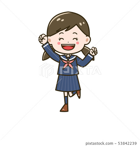 Rejoice girl pose illustration Rejoice girl pose illustration 53842239