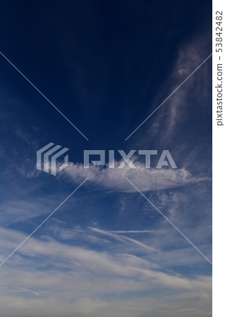 Blue sky, impressive clouds. Sky background material 53842482
