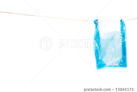 Blue  plastic bag.Ecological concept of pollution 53843172