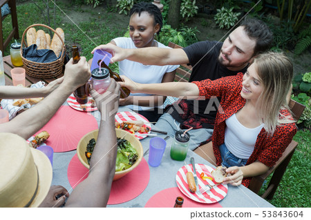 Cheers, Group of people cheering with beer for Cheers, Group of people cheering with beer for 53843604