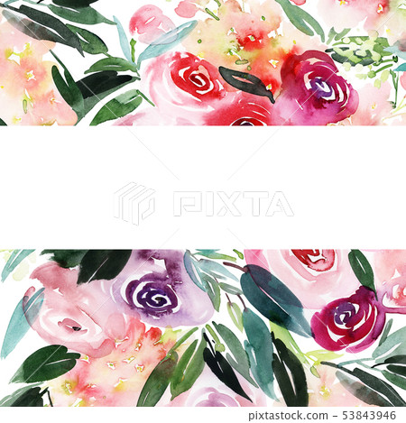 Greeting card with watercolor flowers handmade. Greeting card with watercolor flowers handmade. 53843946