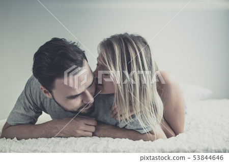Loving happy couple in love smile and hug each 53844646