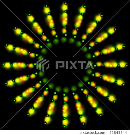 Bright green orange shiny lights abstract 53845344