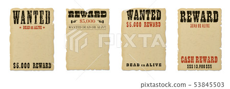 Wanted dead or alive blank poster template with 53845503