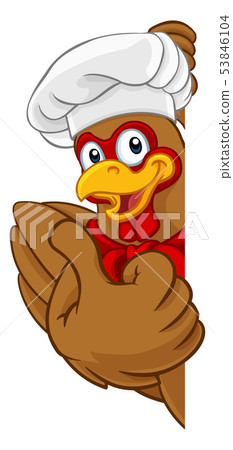 Chicken Chef Cartoon Rooster Cockerel Mascot Sign 53846104