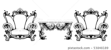 Rich baroque armchair Vector. Imperial style 53848189