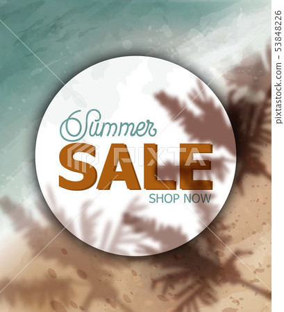 Summer tropic seaside Vector watercolor. Sea cost Summer tropic seaside Vector watercolor. Sea cost 53848226