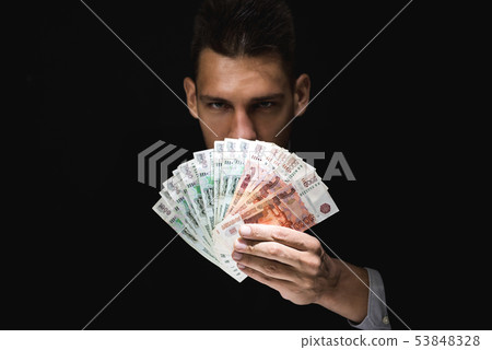 Russian Ruble currency in the dark Russian Ruble currency in the dark 53848328