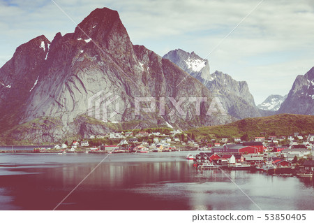 Reine fishing village on Lofoten islands, Reine fishing village on Lofoten islands, 53850405