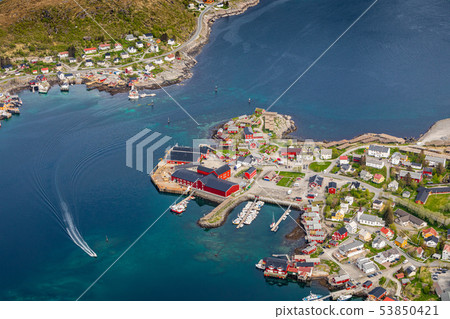 Reine fishing village on Lofoten islands, Reine fishing village on Lofoten islands, 53850421