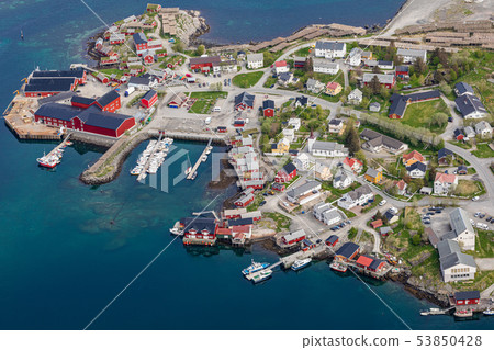 Reine fishing village on Lofoten islands, Reine fishing village on Lofoten islands, 53850428