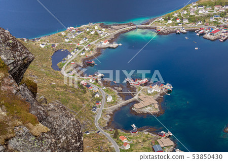 Reine fishing village on Lofoten islands, Reine fishing village on Lofoten islands, 53850430