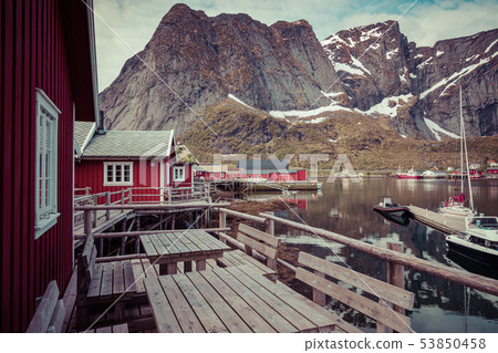 Reine fishing village on Lofoten islands, Reine fishing village on Lofoten islands, 53850458
