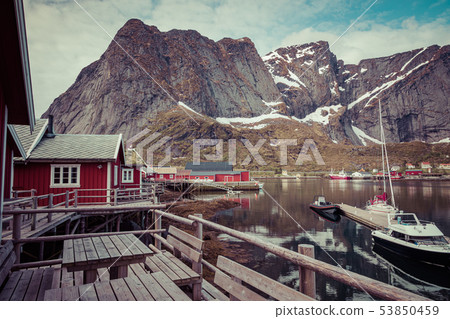 Reine fishing village on Lofoten islands, Reine fishing village on Lofoten islands, 53850459