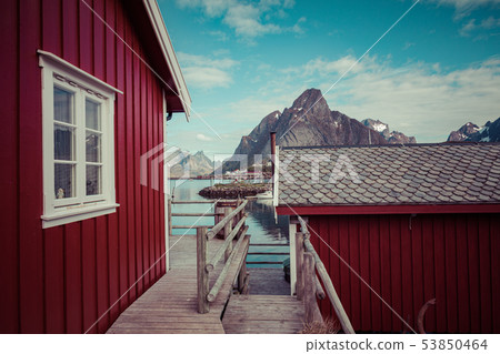 Reine fishing village on Lofoten islands, Reine fishing village on Lofoten islands, 53850464