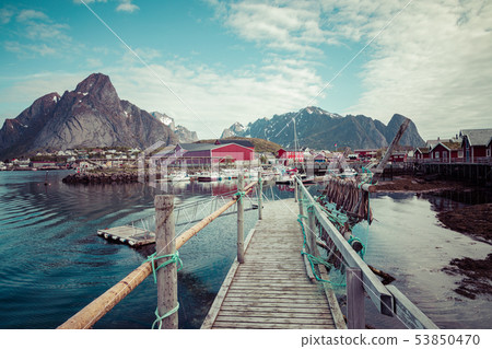 Reine fishing village on Lofoten islands, Reine fishing village on Lofoten islands, 53850470