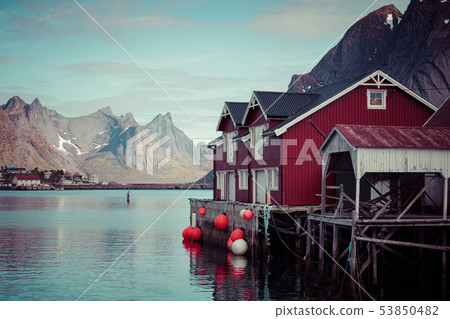 Reine fishing village on Lofoten islands, Reine fishing village on Lofoten islands, 53850482