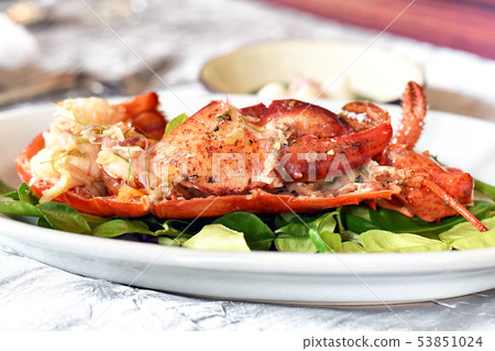 Lobster grilled with spicy thai style dressing. Lobster grilled with spicy thai style dressing. 53851024