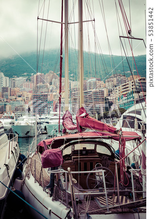 La Condamine harbour. Cityscape and harbor 53851442