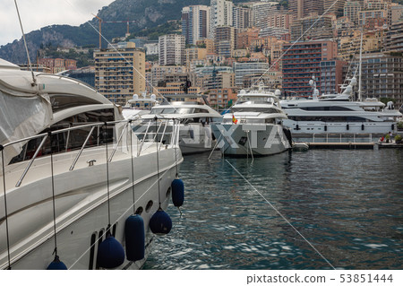 La Condamine harbour. Cityscape and harbor La Condamine harbour. Cityscape and harbor 53851444