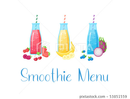 Vegeterian smoothie shake cocktail collection 53851559