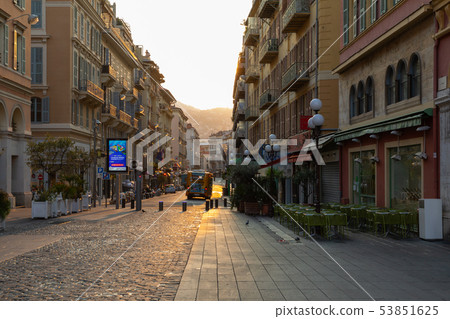 Beautiful sunrise at city of Nice. Cote d'Azur Beautiful sunrise at city of Nice. Cote d'Azur 53851625