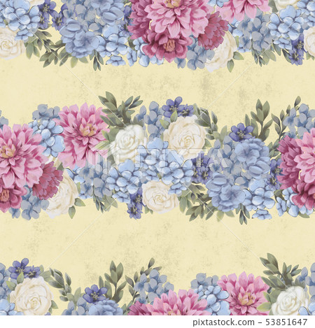 Watercolor floral seamless pattern. Hand painted flowers, greeting card template or wrapping paper Watercolor floral seamless pattern. Hand painted flowers, greeting card template or wrapping paper 53851647