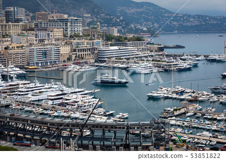 La Condamine harbour. Cityscape and harbor La Condamine harbour. Cityscape and harbor 53851822