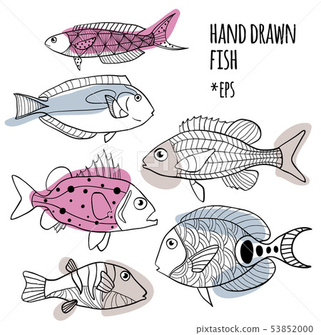 Fish Stylisation Vector set of hand drawn stylized fishes - Stock Illustration [53852000 ...