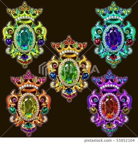 Vector Broche Crown Multicolored Clip Art 53852104