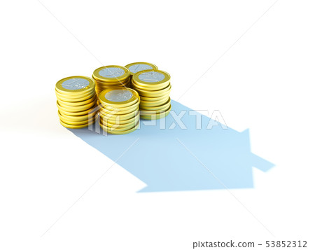 growing stack of coins for mortgage concept 53852312