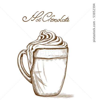 Hot chocolate Vector line art style. Delicious Hot chocolate Vector line art style. Delicious 53852394