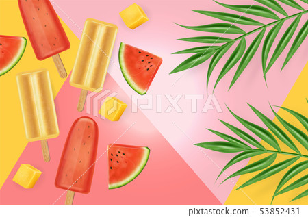 Watermelon ice cream Vector realistic. Abstract Watermelon ice cream Vector realistic. Abstract 53852431