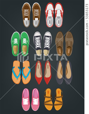 Men's and Women's shoes top view. Shoes icons.... - Stock Illustration ...