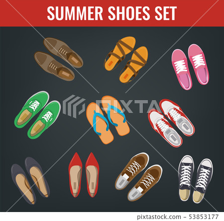 Men's and Women's shoes top view. Shoes icons.... - Stock Illustration ...